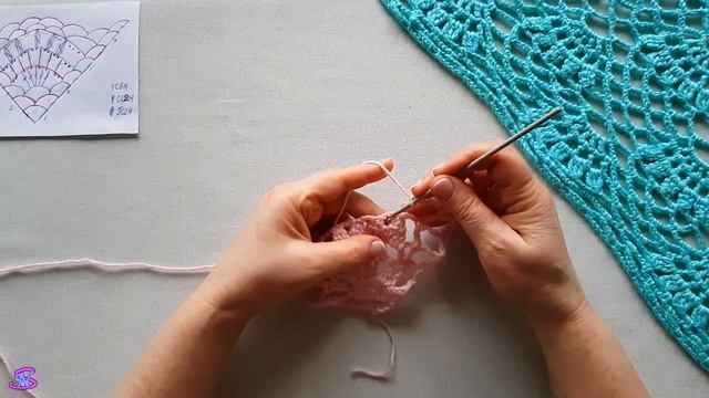 ШАЛЬ ВЯЗАНАЯ КРЮЧКОМ. Красивый узор для шали "Веера". МК смотреть онлайн
