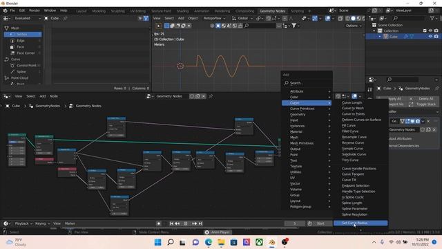 Curve Wave Animation using Geometry Node Blender 3.3