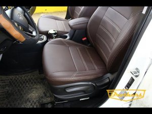 Чехлы на Hyundai Creta, серии "Premium" (шоколад) - бежевая строчка