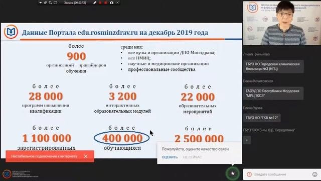 Возможности обучения специалистов здравоохранения в рамках непрерывного образования через портал НМ