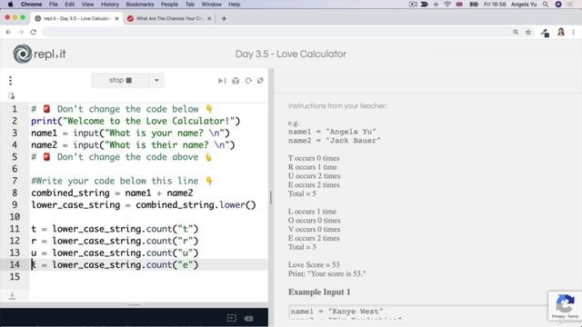 [100 Days of Python] (День 003) 035 [Упражнение] Калькулятор любви