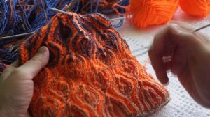 Шапка "Бриошь" узор-" леденцы" 2 часть(cap brioche knitting pattern candies) (Шапка #23)