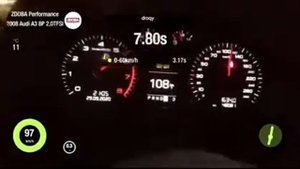 Разгон 0-100 км/ч Audi A3 8P 2.0TFSI CCZA Quattro 200HP Stage2 (Downpipe,Чип-тюнинг ДВС+КПП)