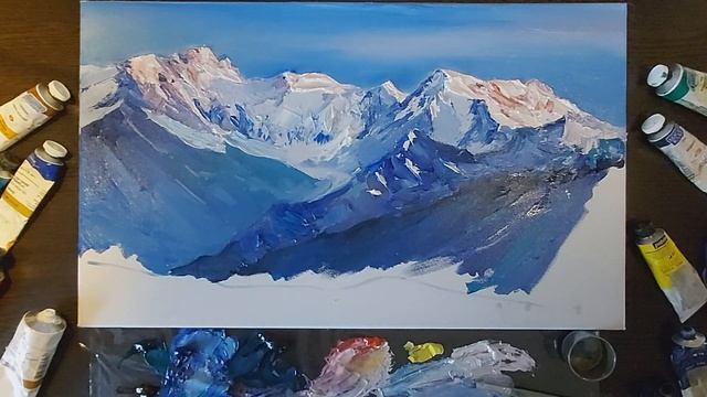 Снежное великолепие | #КрасотаМира | Масляная живопись | Картина за час | How to draw mountains