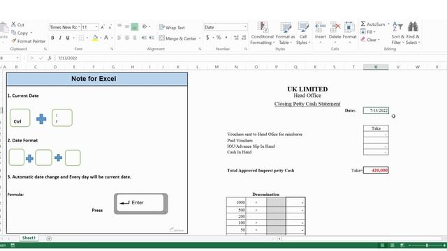 Date | Date Format | Auto update Current date | in Excel смотреть онлайн