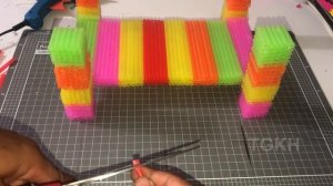 DIY - How To Make Rainbow Bridge With Drinking Straw, Slime, Car toys | Pixel Art by TGKH