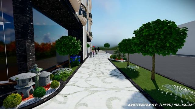 Ландшафтный дизайн гостиницы. Hotel landscape design