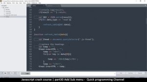 Javascript crash course | part30 Add a sub menu | Quick programming tutorial