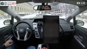 Тест драйв беспилотного авто на полигоне и на улице