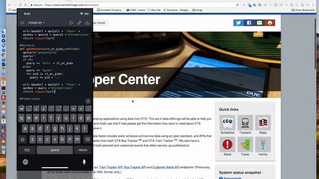 Learning Python with Pythonista Mobile   API Wrapper Chicago CTA Bus