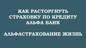 Как вернуть деньги за страховку по кредиту АльфаБанк - АльфаСтрахование