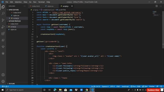 100 Days of Code Challenge | Javascript | Github Profiles App