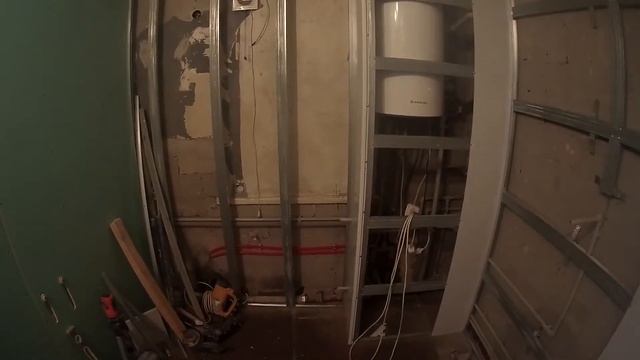 Подготовка стен в ванной комнате. Гипсокартон и ПВХ. смотреть онлайн