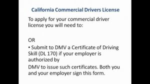 California Commercial Drivers License - CDL in CA