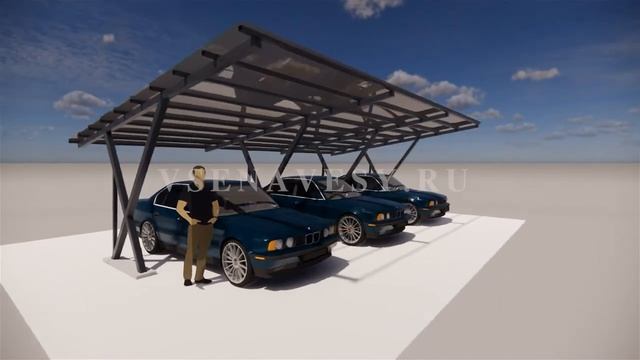 Простой и стильный навес для автомобиля (metal carport)