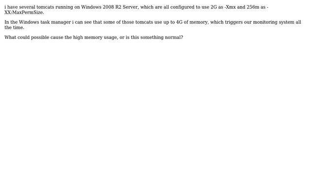 DevOps & SysAdmins: Tomcat memory usage higher as -Xmx and -XX:MaxPermSize combined смотреть онлайн