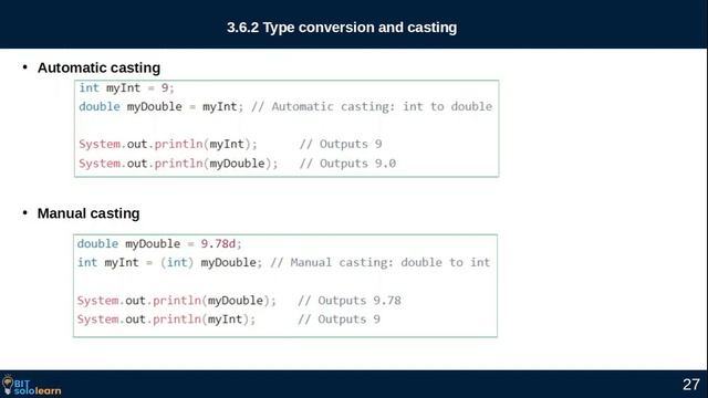 Fundamentals of Java : 3.6. Primitive Data Types Part 3 - Type Conversion