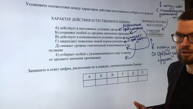 Естественный отбор в ЕГЭ