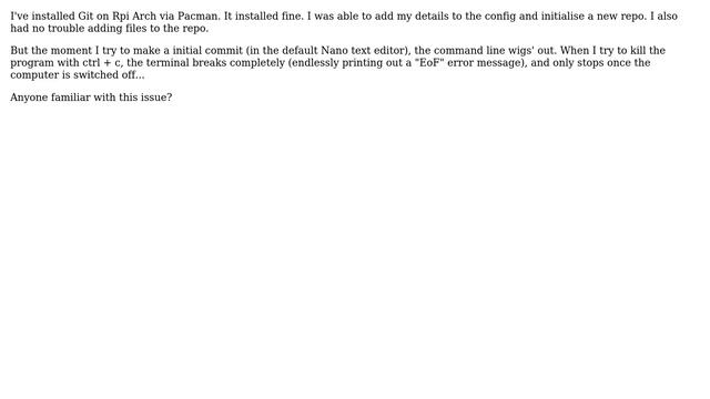 Raspberry Pi: Git On Arch Crashes On Commit смотреть онлайн
