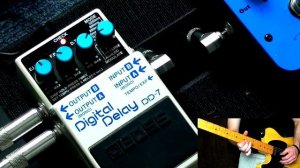BOSS DD-7 Digital Delay Pedal in Stereo with Two Amps.