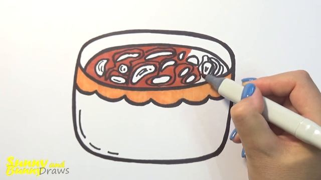 Рисунок и раскраска Тарелка с супом ?- Рисунки для детей  Sunny and Bunny Draws