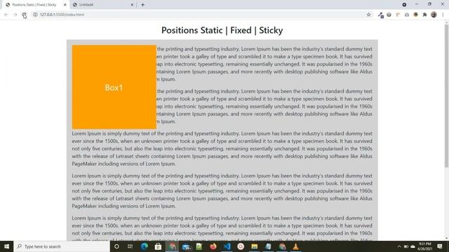 Learn CSS Positions Static, Fixed and Sticky | CSS Positions For Beginners #html #webdevtips