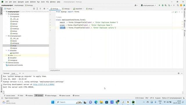 Django project User Input And text file handling tutorial |  Django Tutorials Telugu