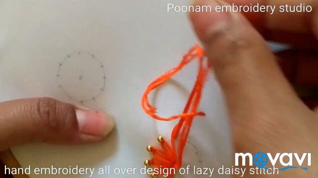 Hand embroidery all over design for dress || lazy daisy hand embroidery flower design with beads