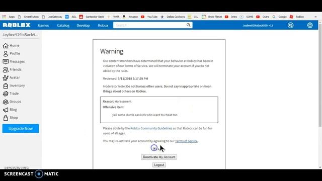 I GOT A WARNING! / Roblox's Moderators Suck / I Hate Roblox! (NOT CLICKBAIT) смотреть онлайн
