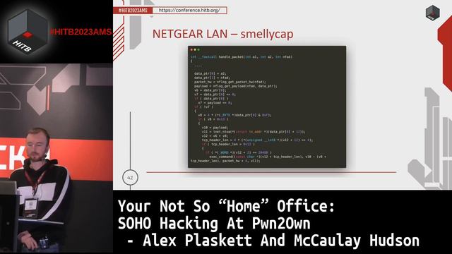 #HITB2023AMS D1T1 - SOHO Hacking At Pwn2Own - Alex Plaskett & McCaulay Hudson