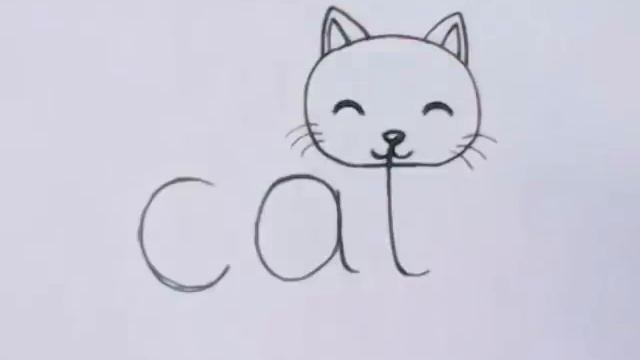 ? Very Easy! How to turn Words Cat Into a Cartoon Cat. (Wordtoons) learning step by step for kid
