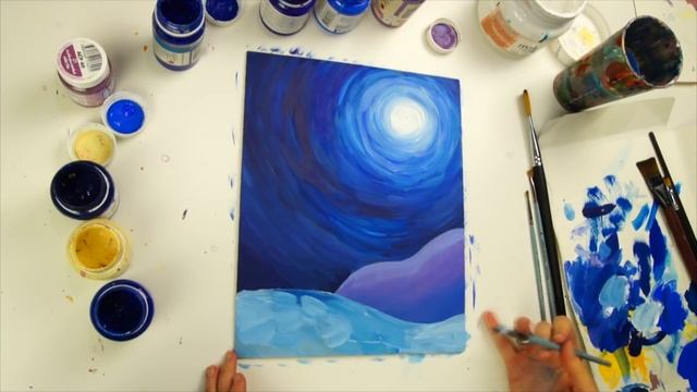 Рисую акрилом // Мастер класс "Зимняя ночь" смотреть онлайн