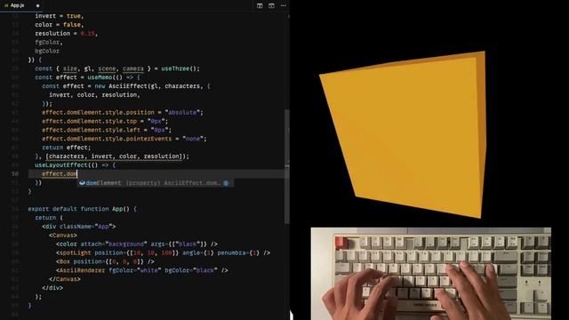 ASMR Programming | React+Three 3D Box AsciiEffect  | No Talking #reactjs #threejs #asmrprogramming