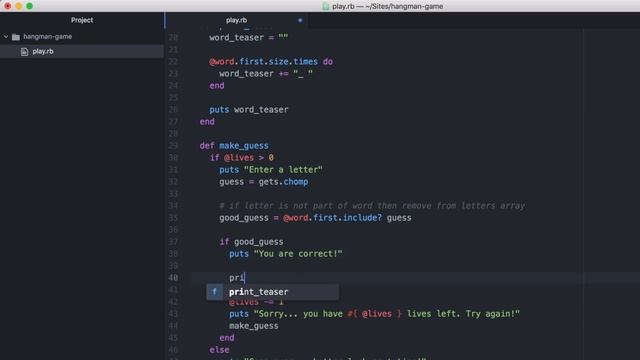 BUILD A HANGMAN GAME - RUBY PROGRAMMING TUTORIAL