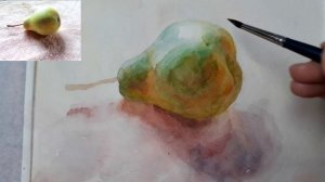 Урок N 16. КАК НАРИСОВАТЬ ГРУШУ. Пишем акварелью по сухому листу.