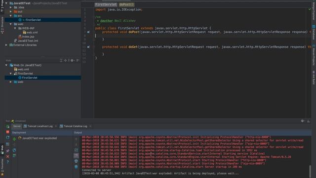 Java EE для начинающих. Урок 3: Практика. Создание Java EE приложения. Первый сервлет.