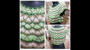 Кофточка с круглой кокеткой спицами. Вязание азиатского ростка по спинке и подрезы.