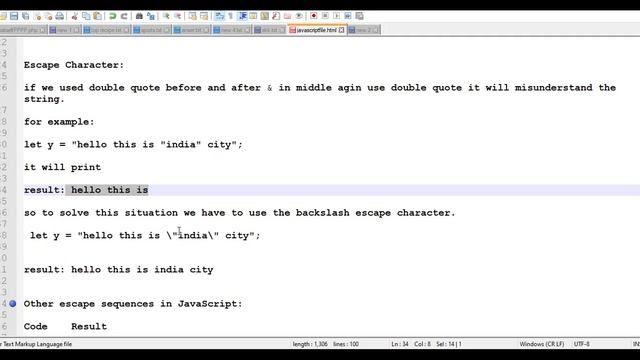 JavaScript String and Escape Character With Examples JS - JavaScript Tutorial
