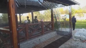 Монтаж мягких окон на террасу, с разделением на зоны