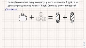 Если Дима купит одну конфету, у него останется 1 руб... Задача из учебника Петерсон 2 класса