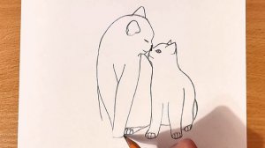 Как Нарисовать КОШКУ С КОТЁНКОМ Очень Легко | Простой Рисунок Карандашом | Рисунок Котиков