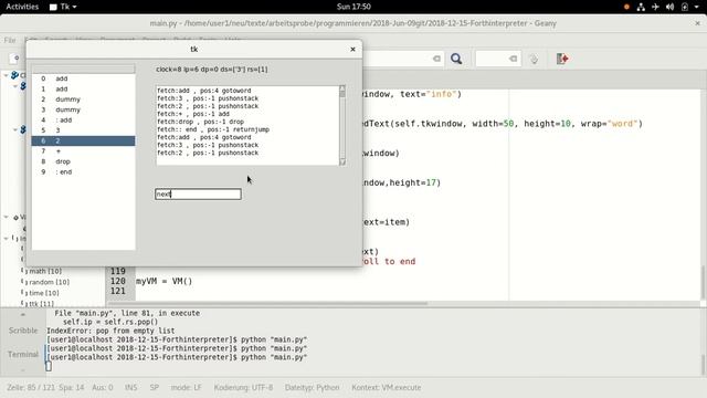 Forth Virtual Machine Interpreter Written In Python/tkinter