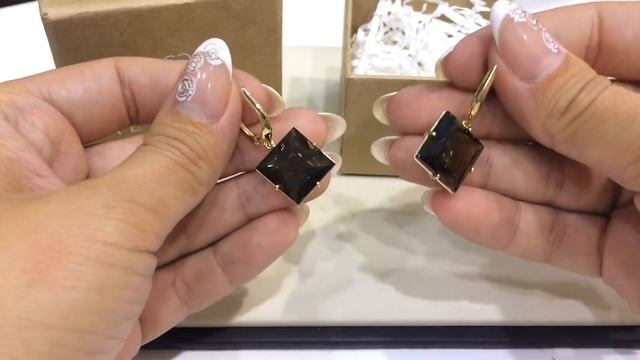 Серьги 012 из желтого золота 585 пробы с раух-топазами смотреть онлайн