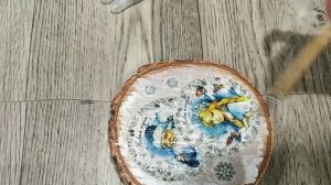 Подставка под горячее за один вечер/Своими руками/Cristmas decor/DIY джут и декупаж на спиле дерева