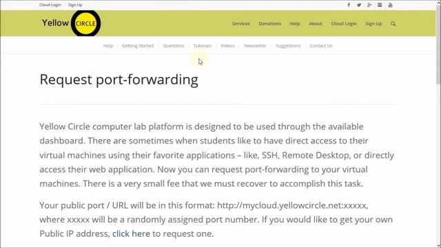 Yellow Circle - Request port-forwarding