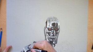 How I draw the Terminator T-800 (Arnold Schwarzenegger) - speed drawing