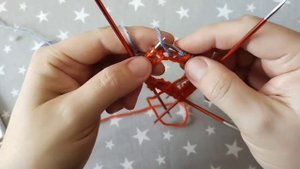 Техника Бриошь для кругового вязания. Двухцветная резинка для носочков.