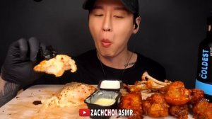 ASMR EXTRA CHEESY PIZZA & CHICKEN WINGS MUKBANG (No Talking) EATING SOUNDS | Zach Choi ASMR
