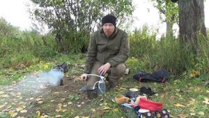 Однодневка. Поход к реке. Готовка на печке щепочнице.