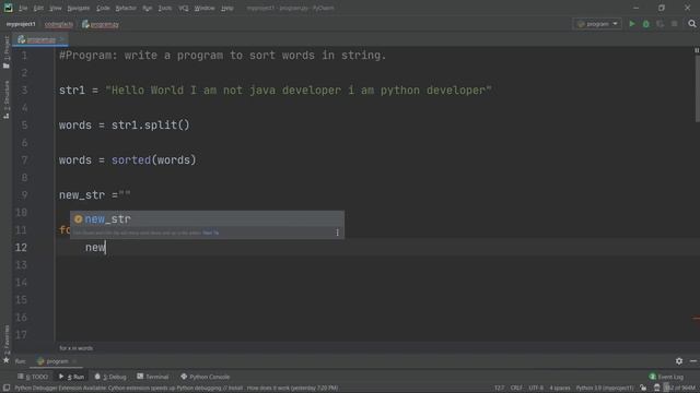 Sort Words From String In Python | Solutions For Python 100 Exercises | Program24 | CodingFacts